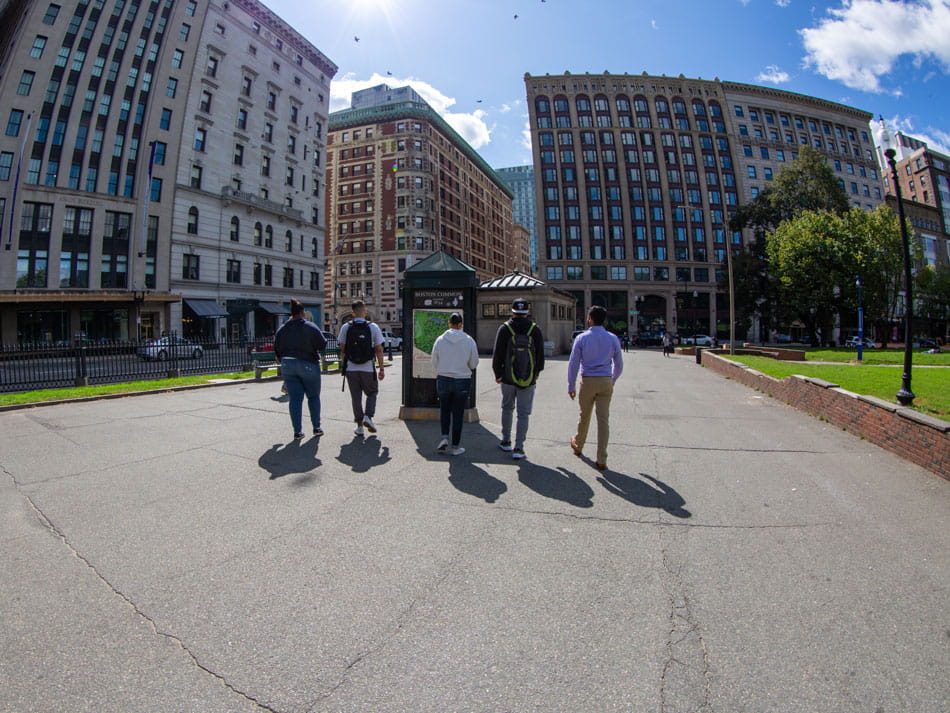 Endicott students walk around Boston